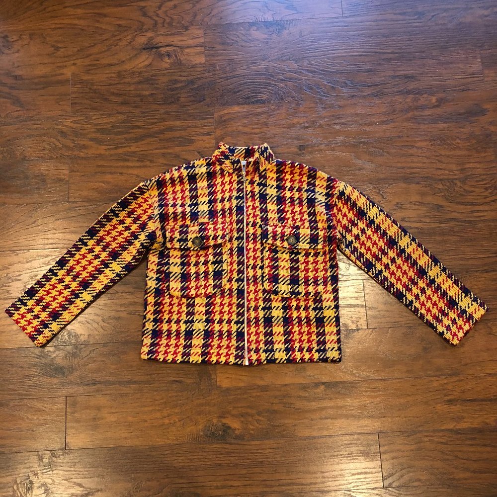 ZARA Multicolored Houndstooth Knit Jacket